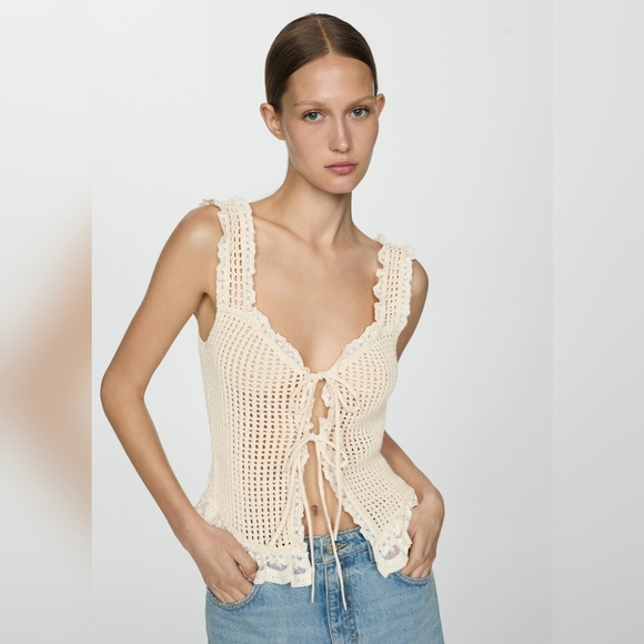 Mango Tops - Mango Openwork top with lace detail